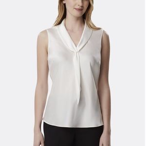 Tahari White Sleeveless Blouse